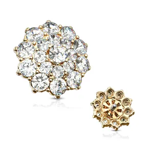 14g Internally Threaded Flower Cluster Replacement Ball with Yellow Gold Plating