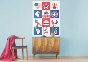 4th of July:  Happy Independence Day 12 Icons Mural        -   Removable Wall   Adhesive Decal