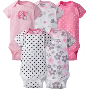 5-Pack Girls Elephant Short Sleeve Onesies Bodysuits