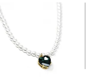 Accessories-Faux Emerald Heart Necklace