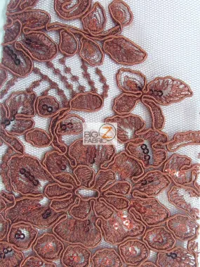 Anastasia Floral Sequins Lace Fabric / Burgundy / Sold By The Yard (Closeout)