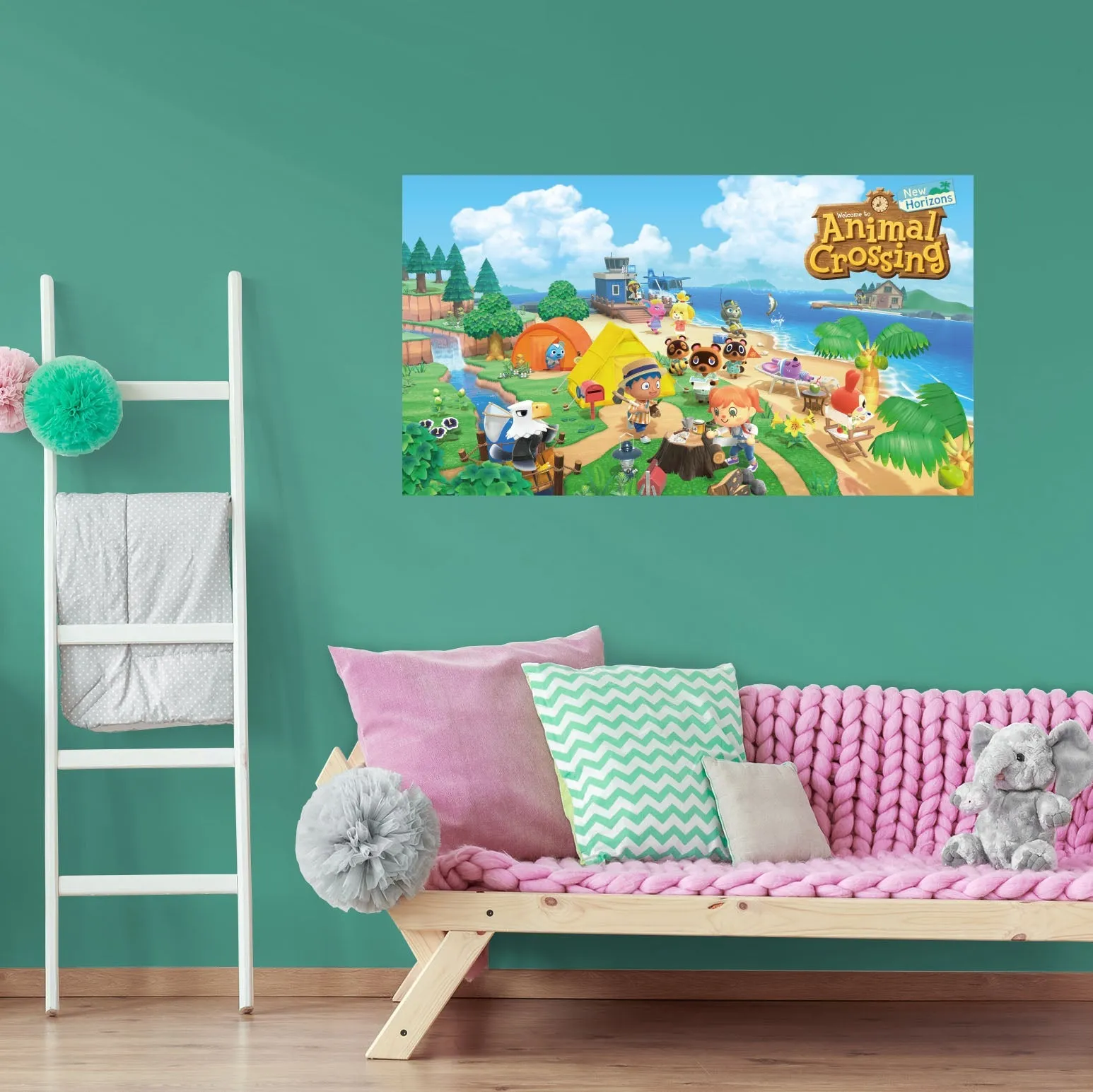 Animal Crossing:  New Horizons Mural        - Officially Licensed Nintendo Removable     Adhesive Decal