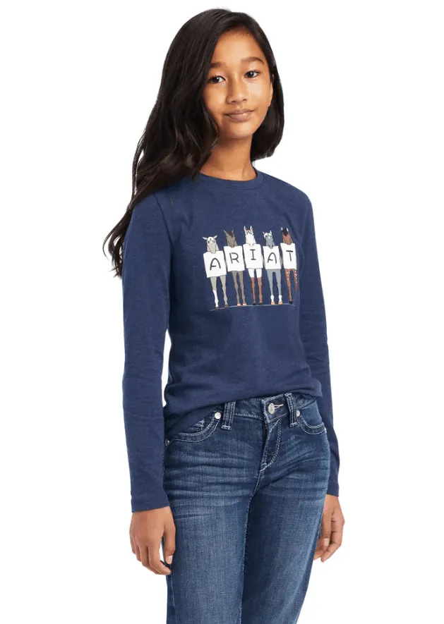 Ariat Youth Girl's Fan Club Navy Long Sleeve Tee 10041252