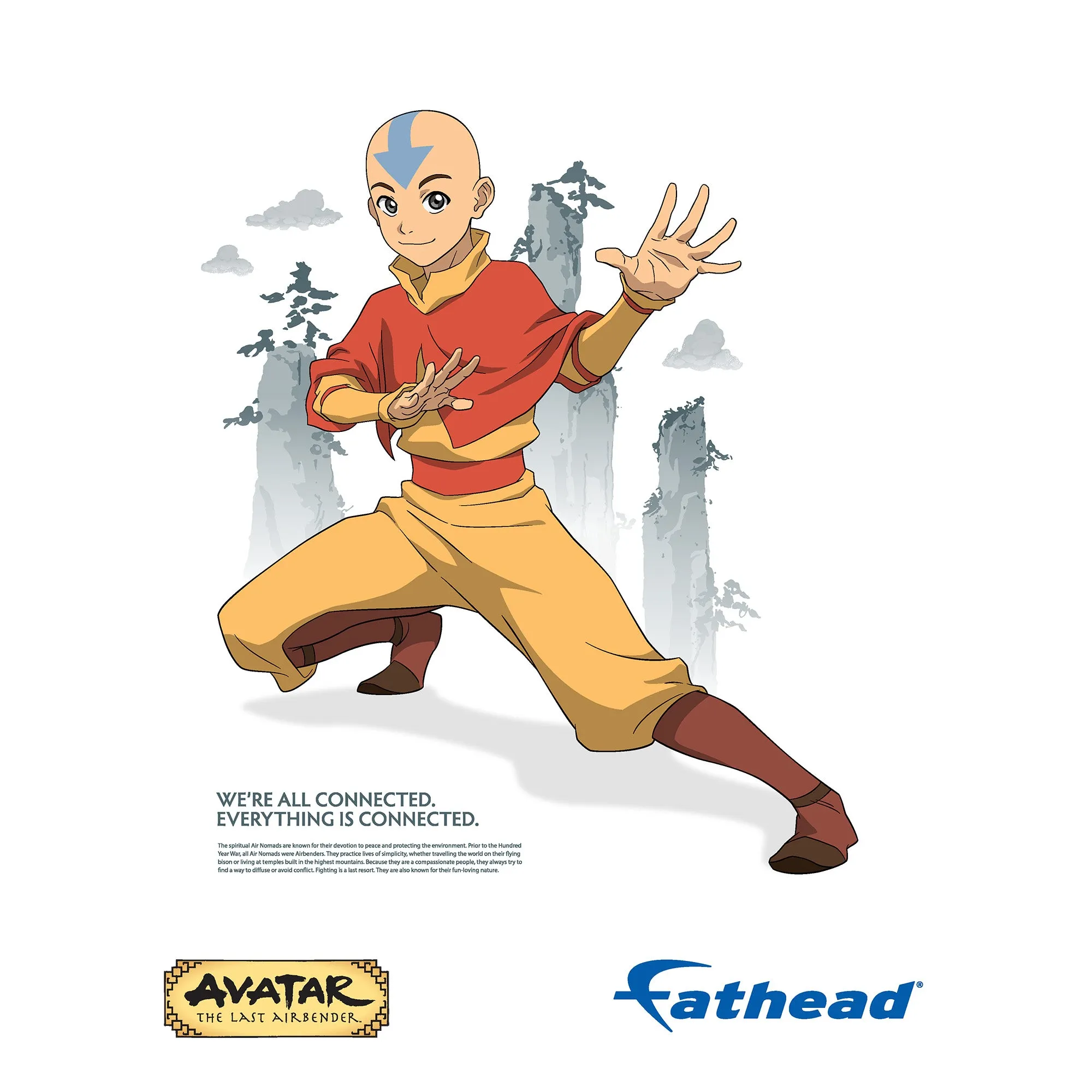 Avatar The Last Airbender: Aang Poster - Officially Licensed Nickelodeon Removable Adhesive Decal