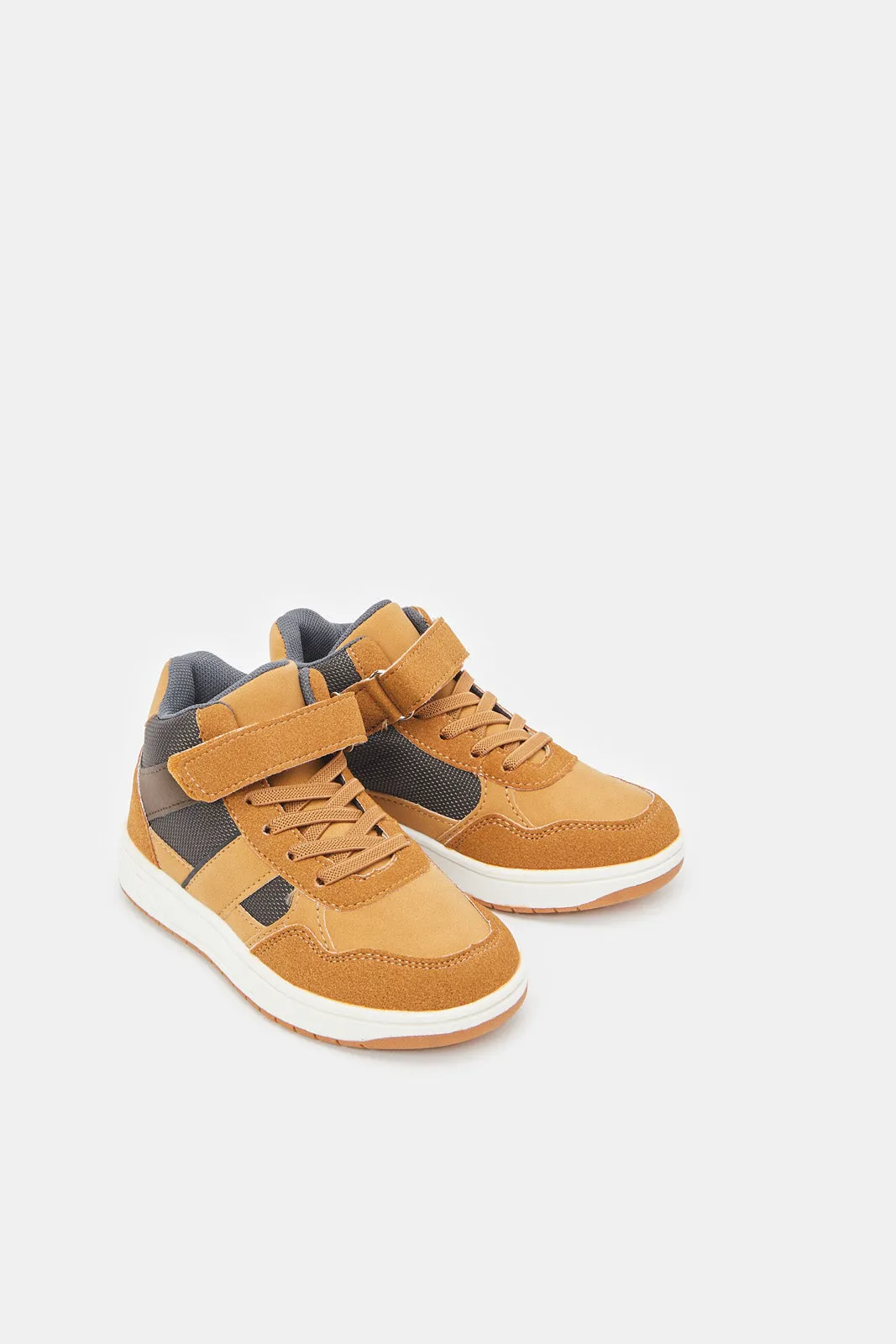 Boys Tan Color Block High Top