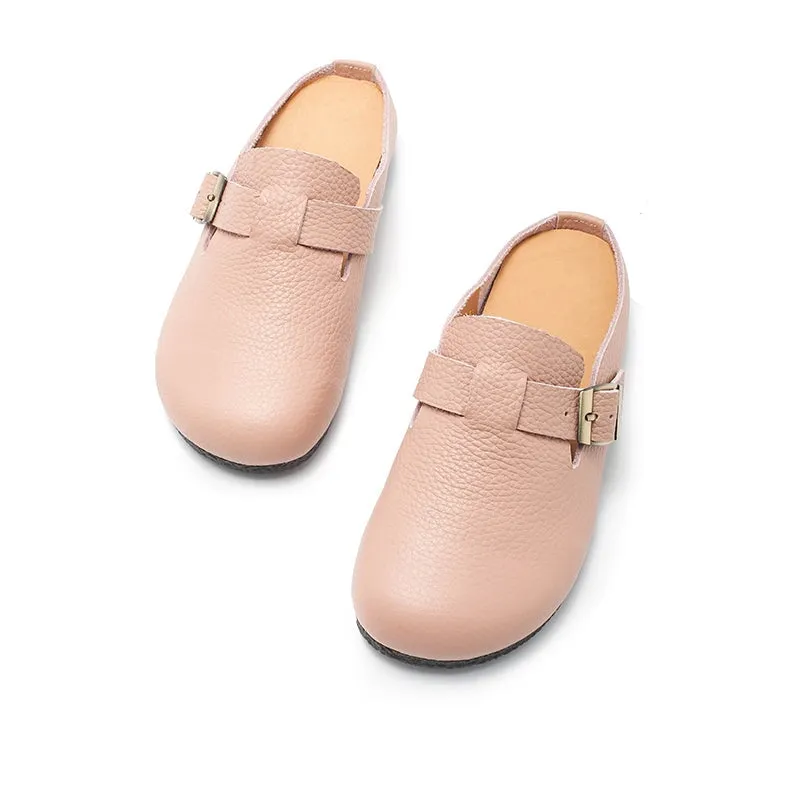 Buckle-fastening DetailedLeather Mules for Women Backless Sandals in 6 Colors