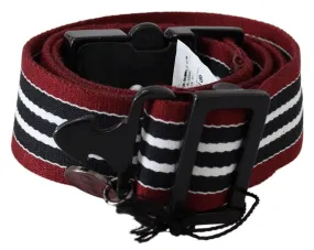 Costume National Striped Leather Fashion Belt in Black & Women's Red