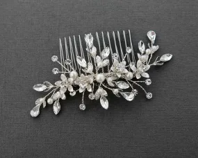 Crystal and Pearl Wedding Comb