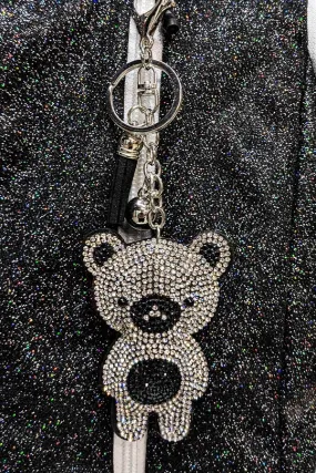 Crystal Baby Bear Keychain in Black