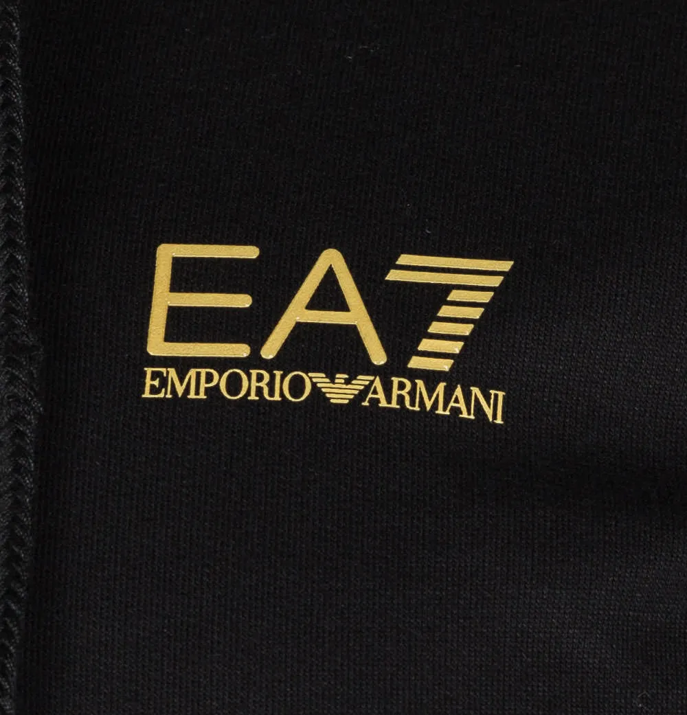 EA7 Gold Logo Full Zip Hooded Sweatshirt Black