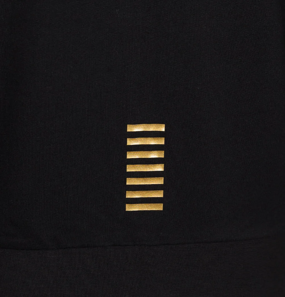 EA7 Gold Logo Full Zip Hooded Sweatshirt Black