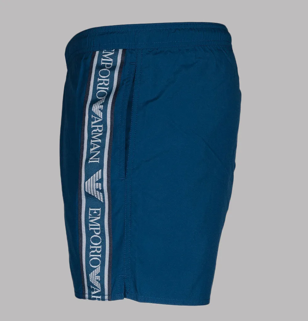 Emporio Armani Side Panel Logo Swim Shorts Opal Blue