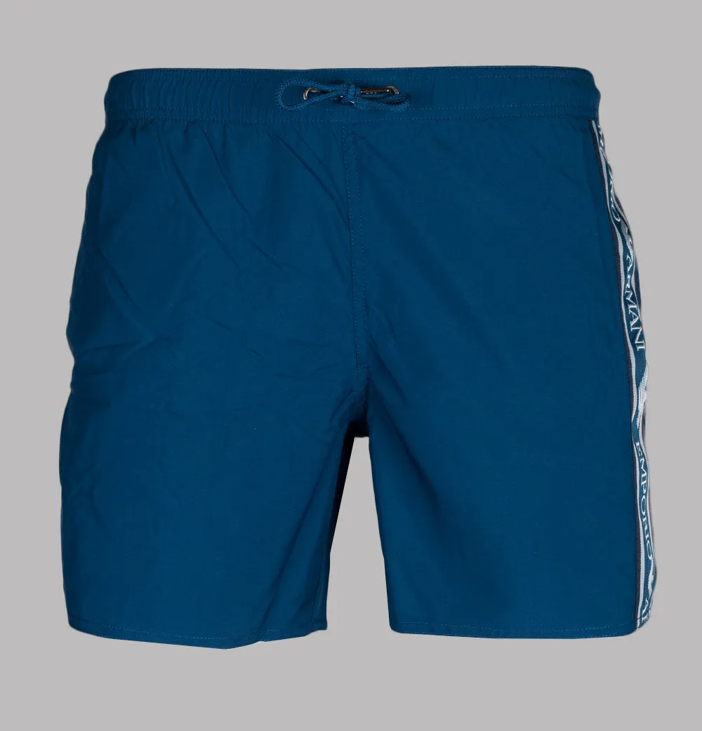 Emporio Armani Side Panel Logo Swim Shorts Opal Blue