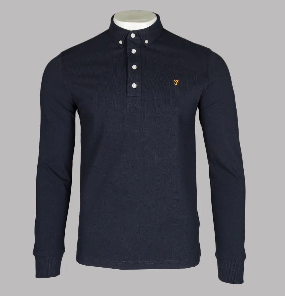 Farah Ricky LS Polo Shirt True Navy Blue