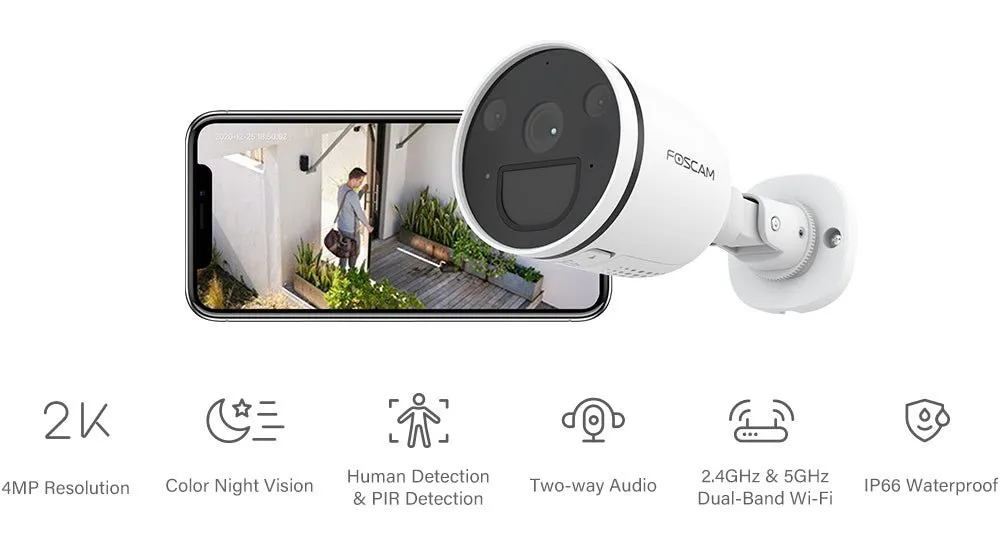 Foscam S41 4MP QHD Spotlight Dual-Band WiFi Bullet IP Camera