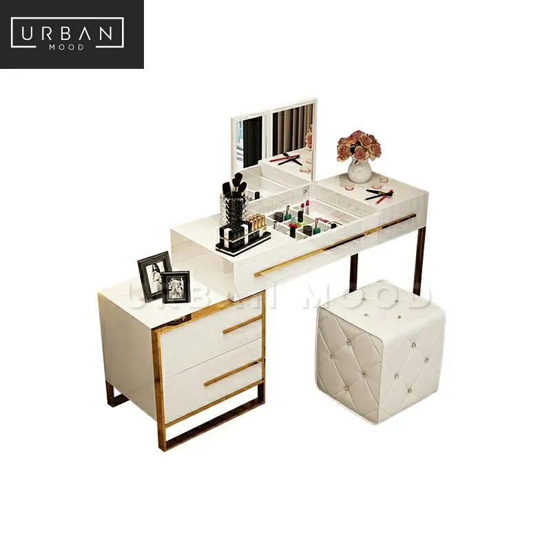 GISELLE Modern Flip Mirror Vanity Table Set