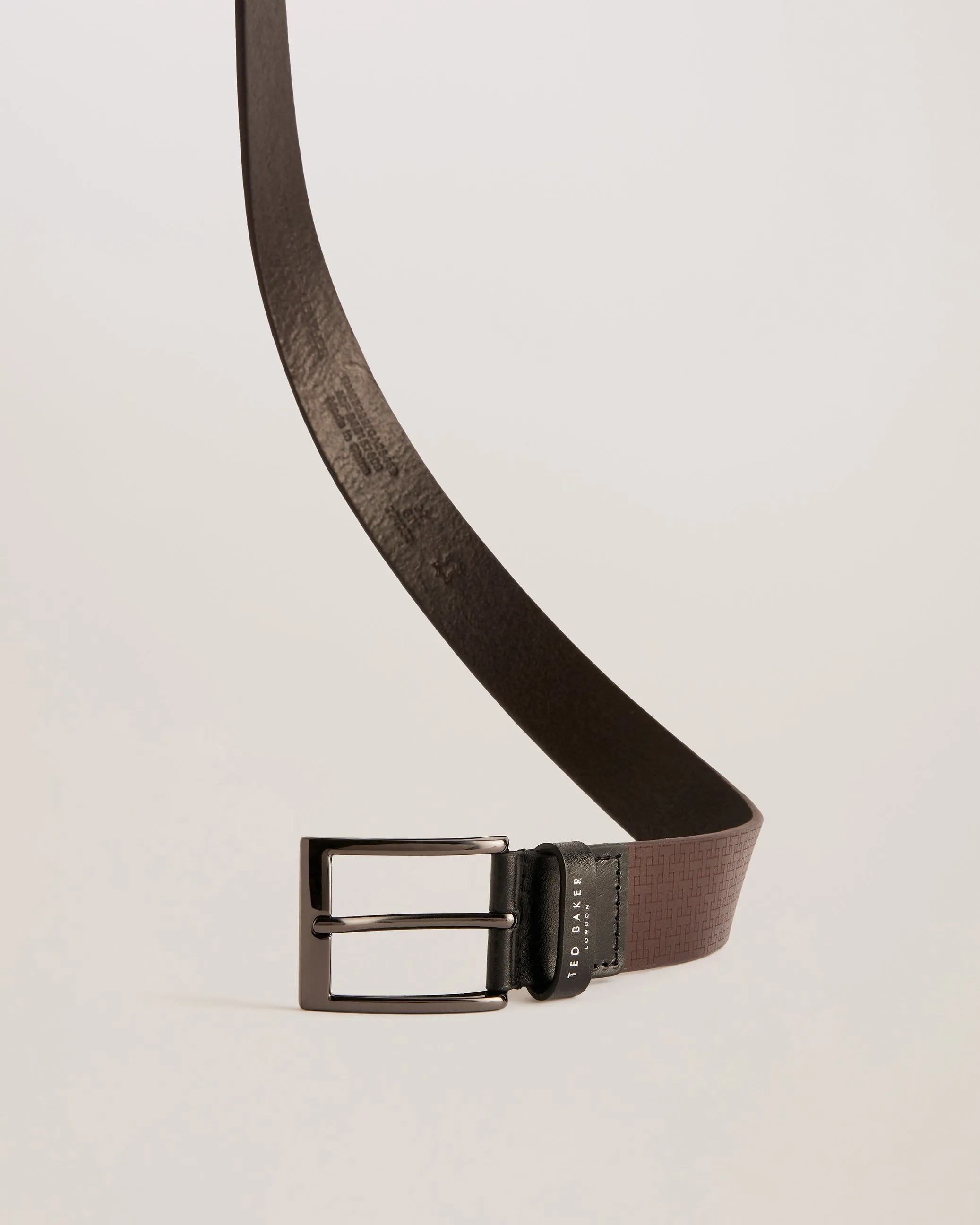 Hady T Etched Leather Belt Black