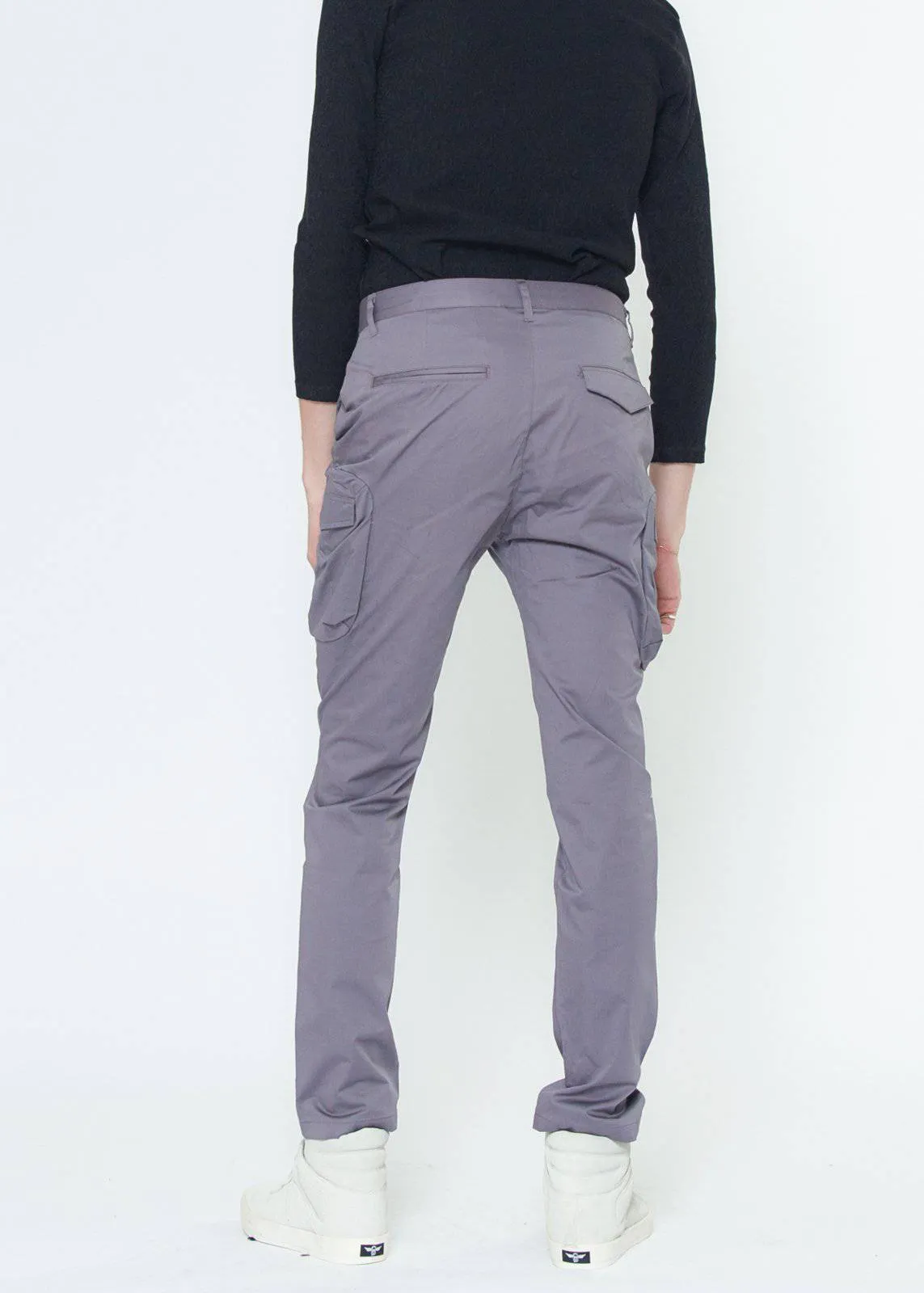 Konus Men's Cargo Pocket Jogger With Side Stripe in Purple