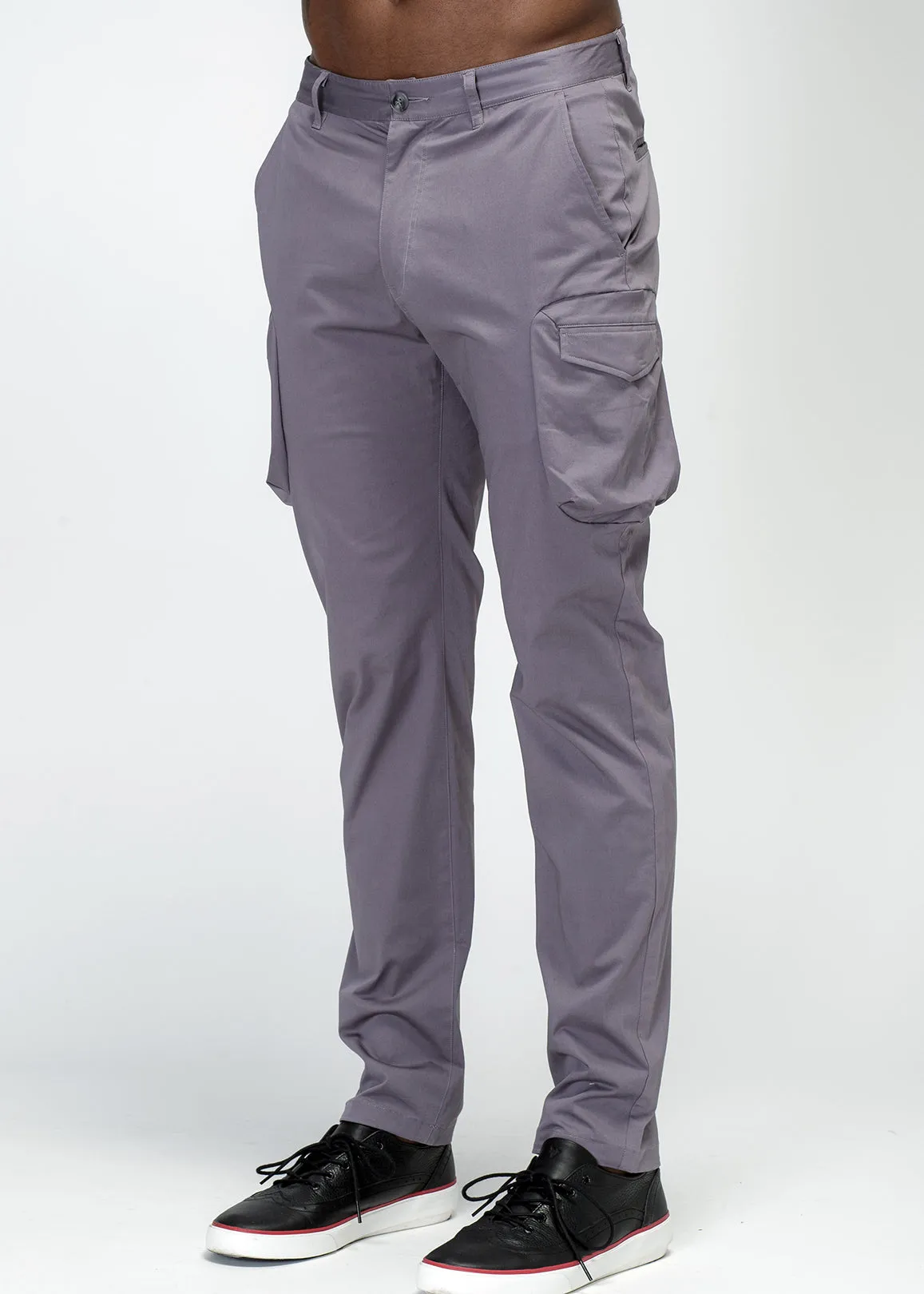 Konus Men's Cargo Pocket Jogger With Side Stripe in Purple