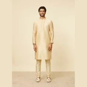 Manyawar Beige Grid Patterned Imperial Kurta Set