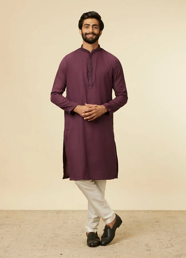 Manyawar Classic Wine Kurta Set