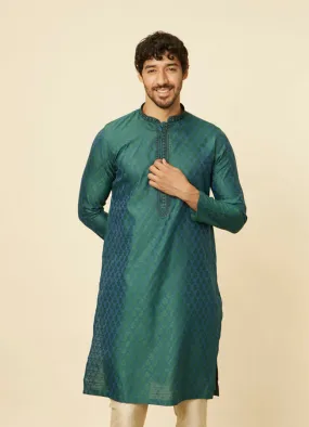 Manyawar Teal Green Sequin Embroidered Bandhgala Kurta Set