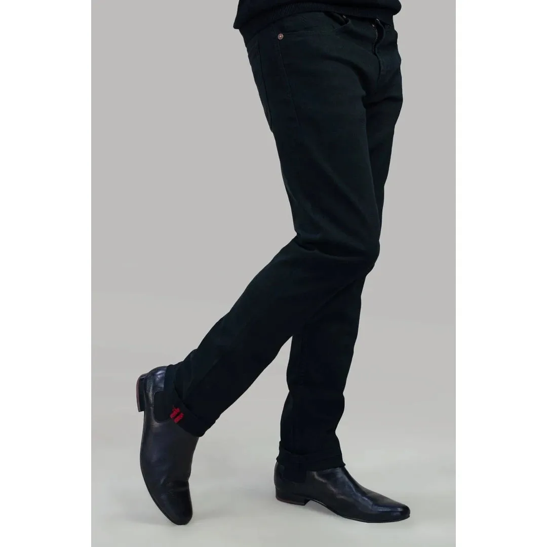 Milano - Men's Stretch Denim Jeans Navy Stonewash Black