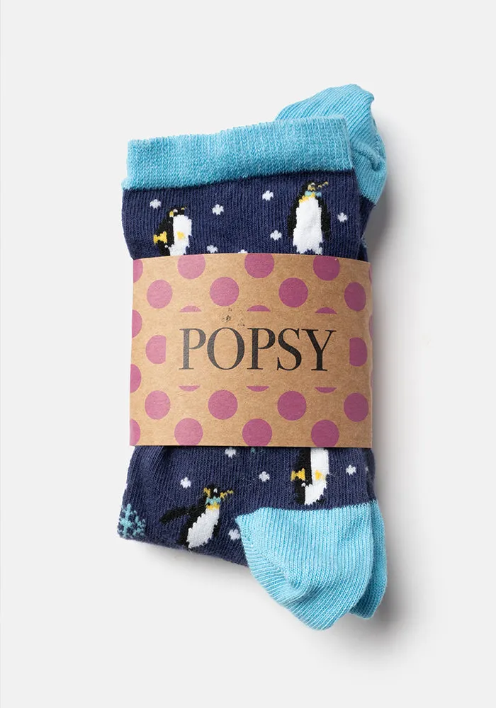 Navy Penguin Socks