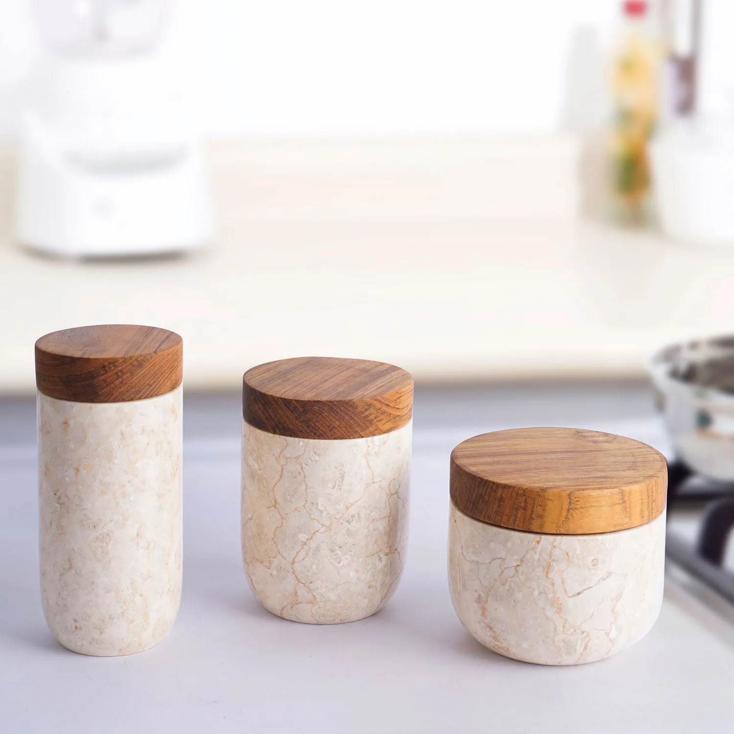 Nimes Glossy Marble Pots (Set of 3)