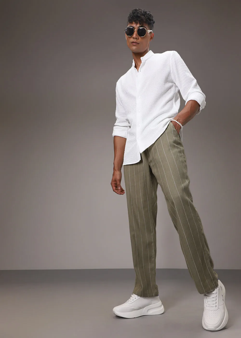 Olive Cotton Linen Pant