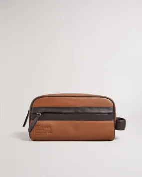 Paty Ted Baker Branded Leather Washbag Dk-Tan