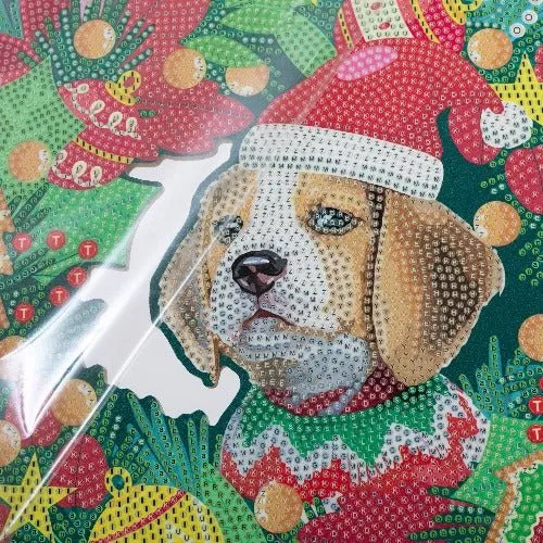 "Christmas Dog" Crystal Art Wreath 30cm