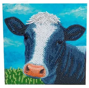 "Cute Cow" Crystal Art Card by Rachel Froud 18x18cm