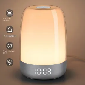 Sleep Simulation Sunrise Wake-up Light Alarm Clock Wholesale Simple Silent Touch Bedside Usb Colorful Night Light Romantic