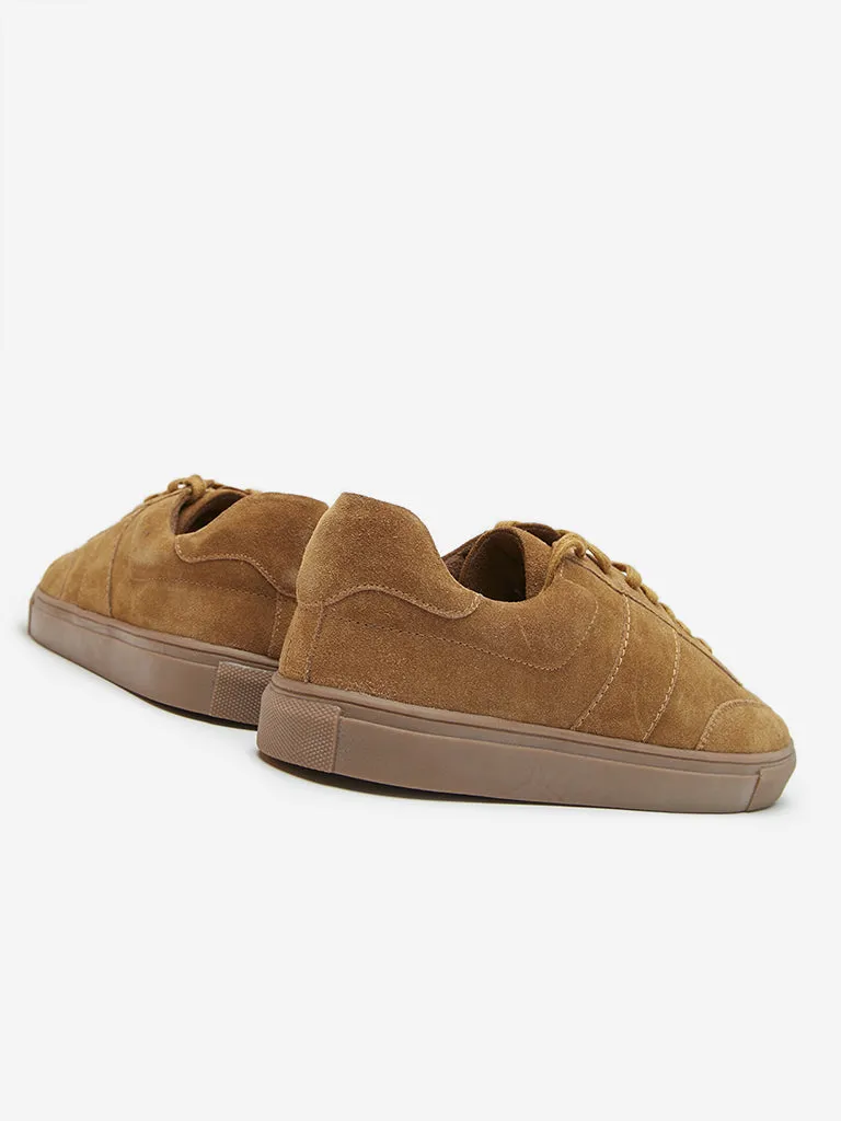 SOLEPLAY Tan Suede-Finish Lace-Up Sneakers