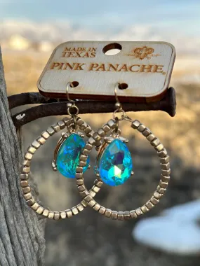 The Pink Panache Sparkly Turquoise Gold Crystal Earrings