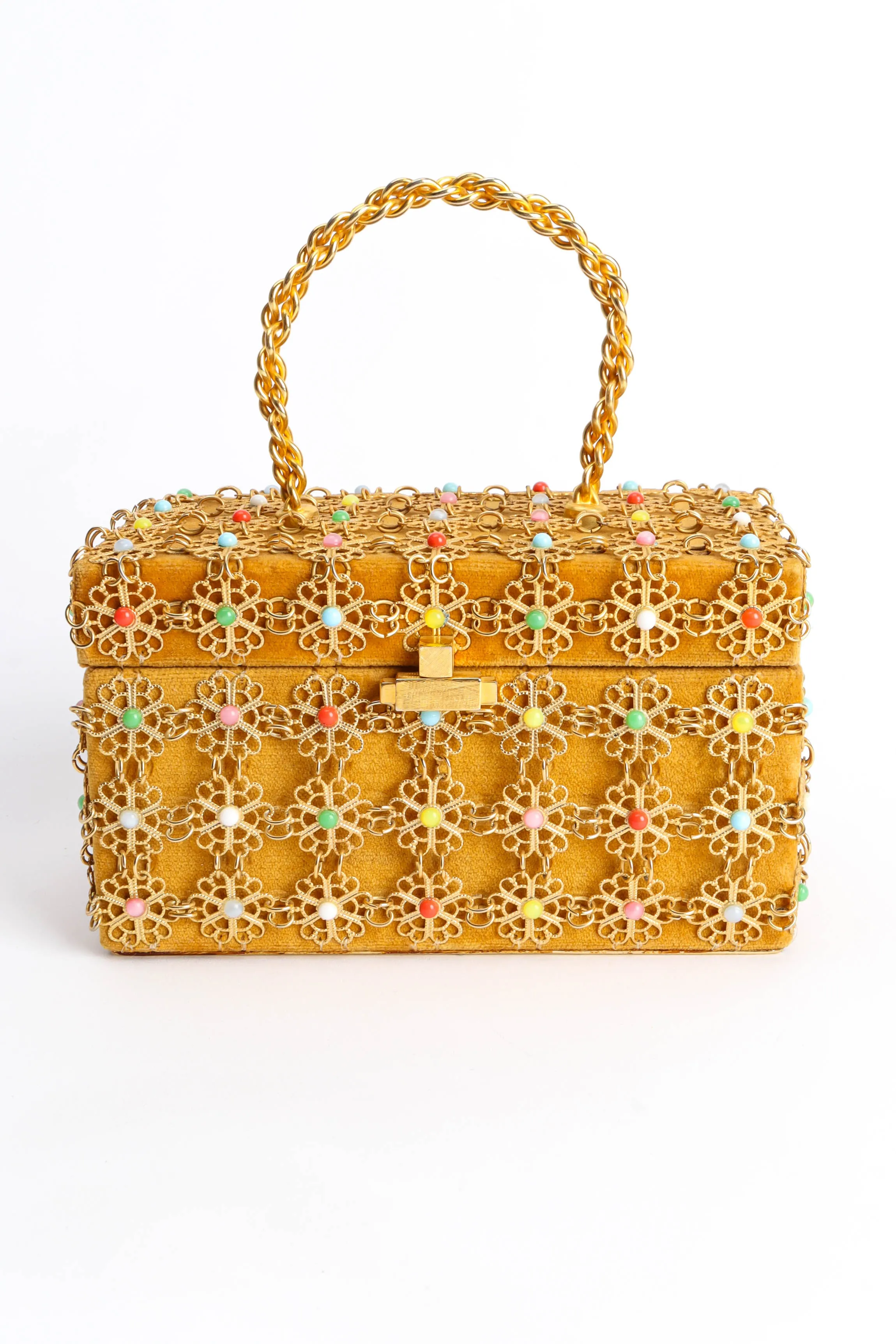 Velvet Filigree Pastel Box Bag