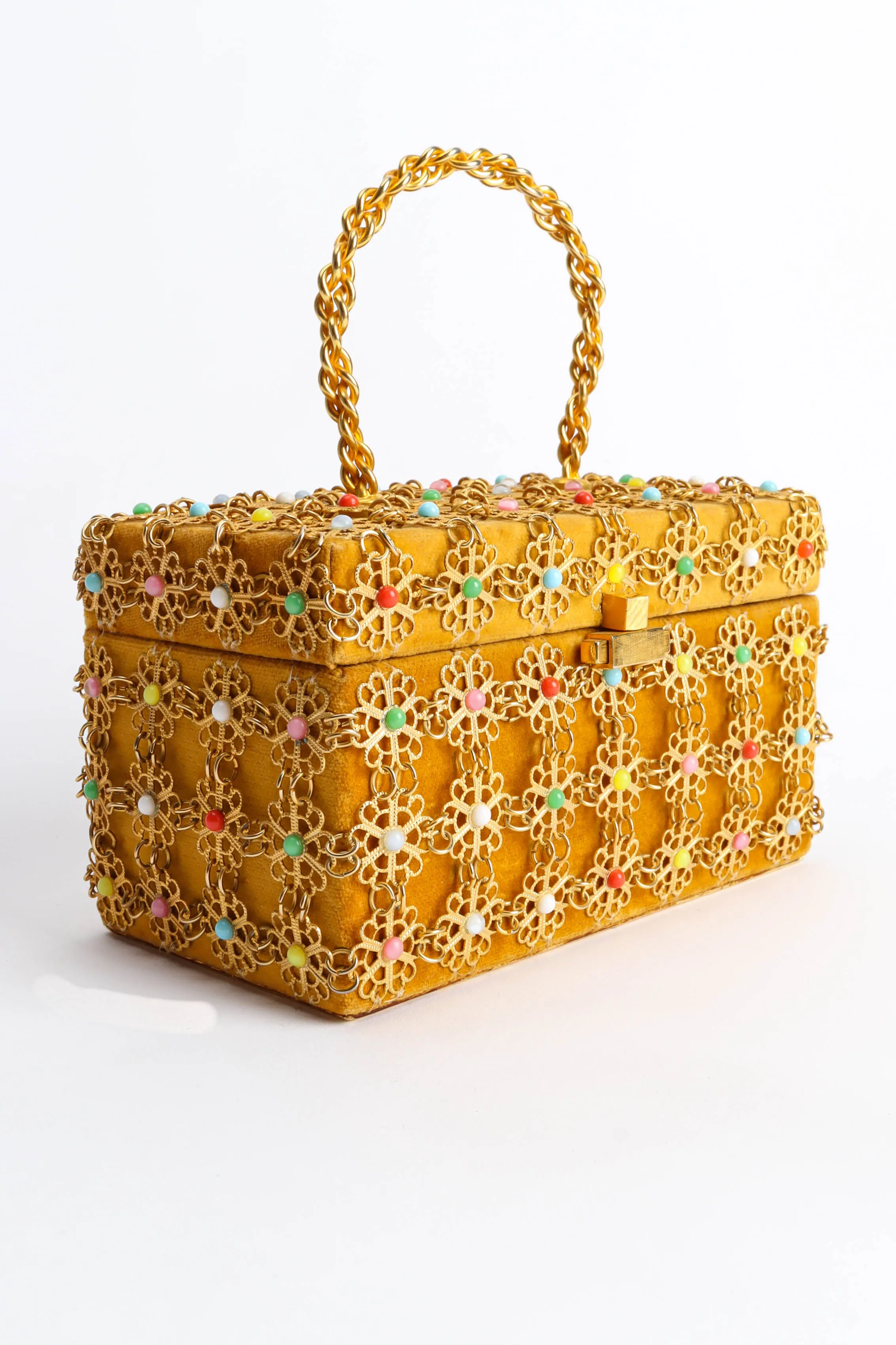 Velvet Filigree Pastel Box Bag