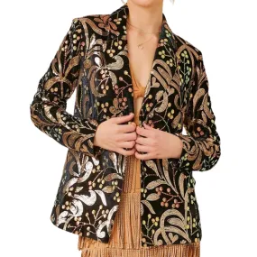 Velvet Sequin Jacquard Blazer