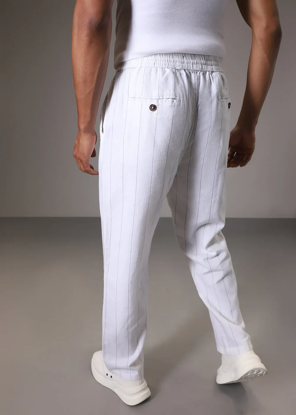 White Cotton Linen Pant